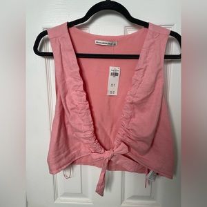 Abercrombie & Fitch Pink Cropped Tie Front Tank